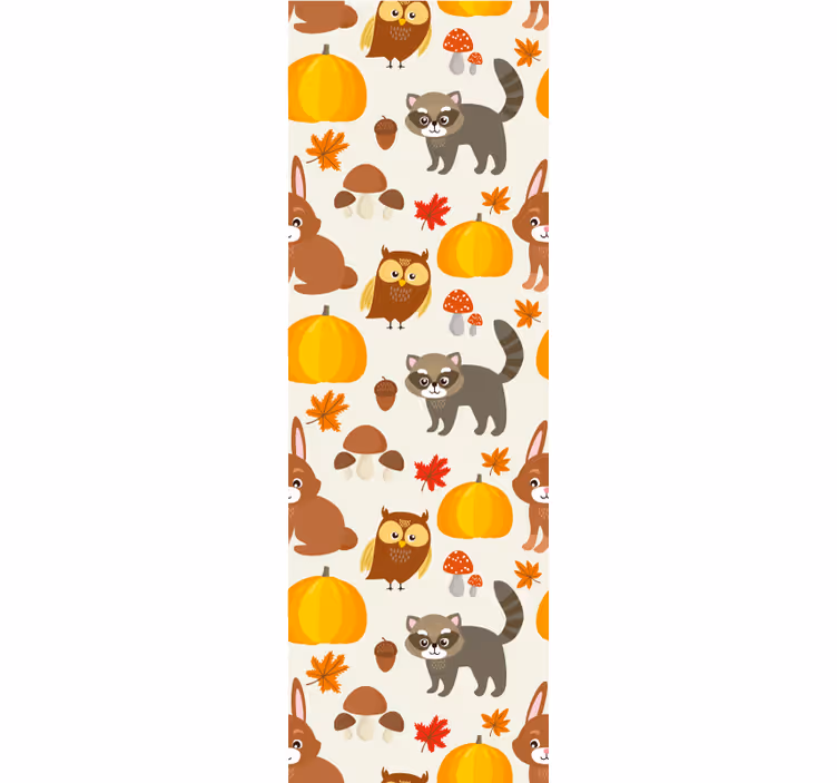 Autumn Fauna Pattern cute animal wallpaper - TenStickers