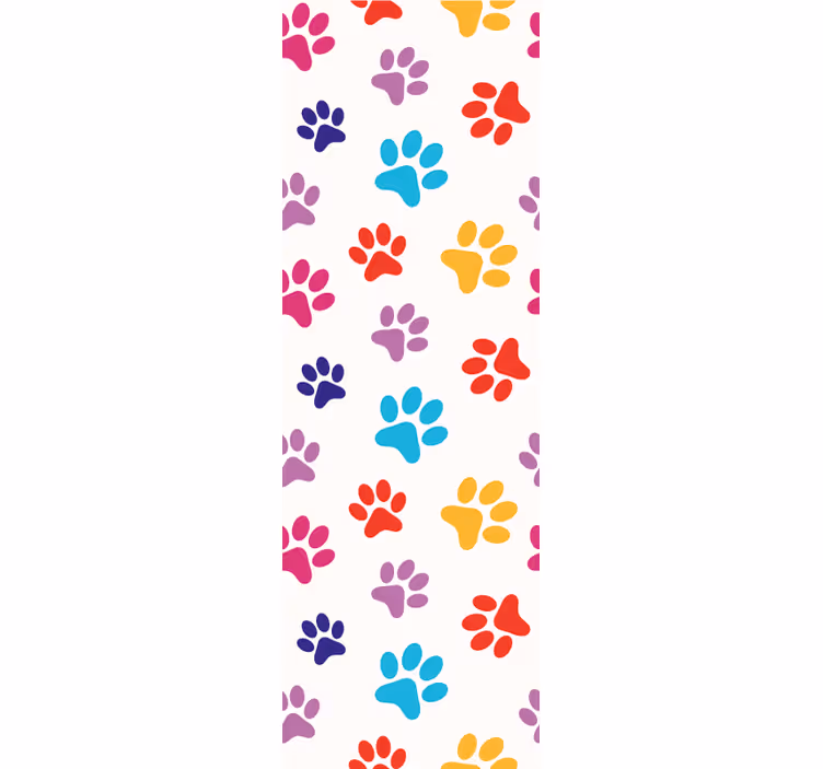 Colorful Paw Patterns wallpaper of a dog - TenStickers