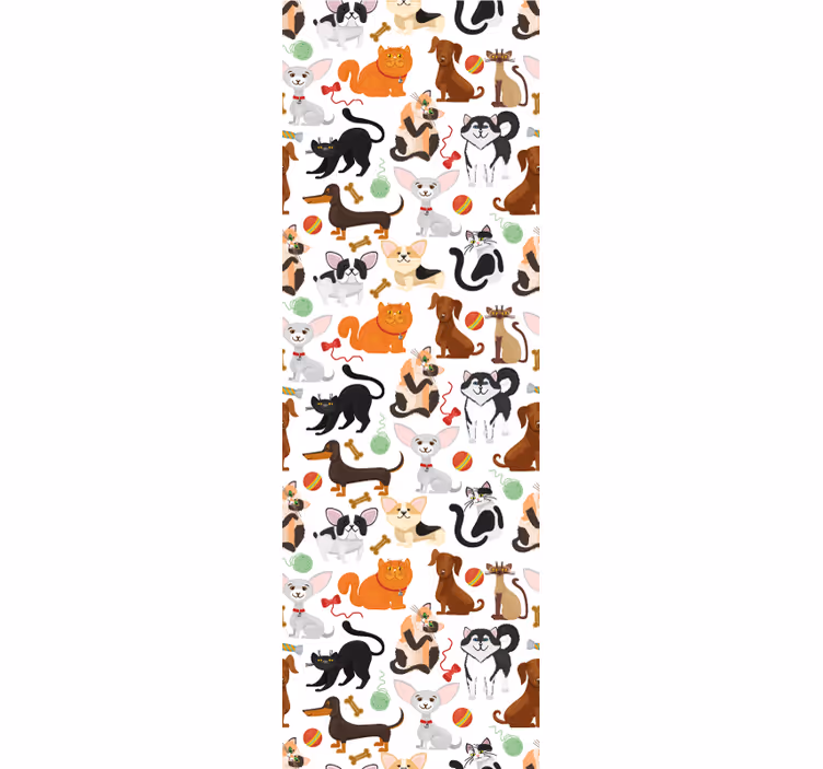 Playful Pet Illustration cute animal wallpaper - TenStickers