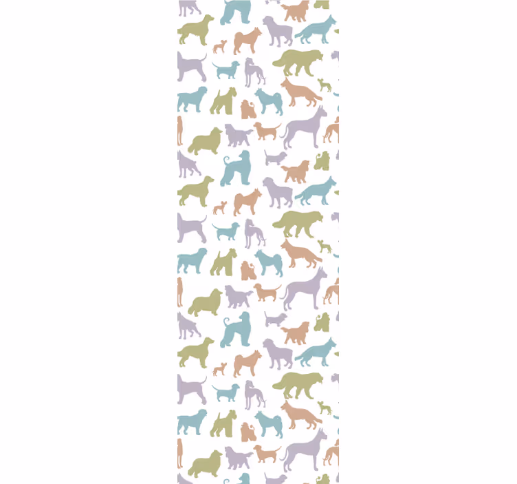 Colorful silhouettes wallpaper of a dog - TenStickers
