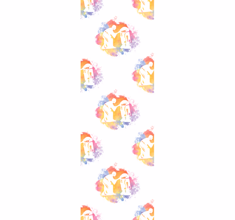 Abstract Couple Silhouette art deco wallpaper - TenStickers
