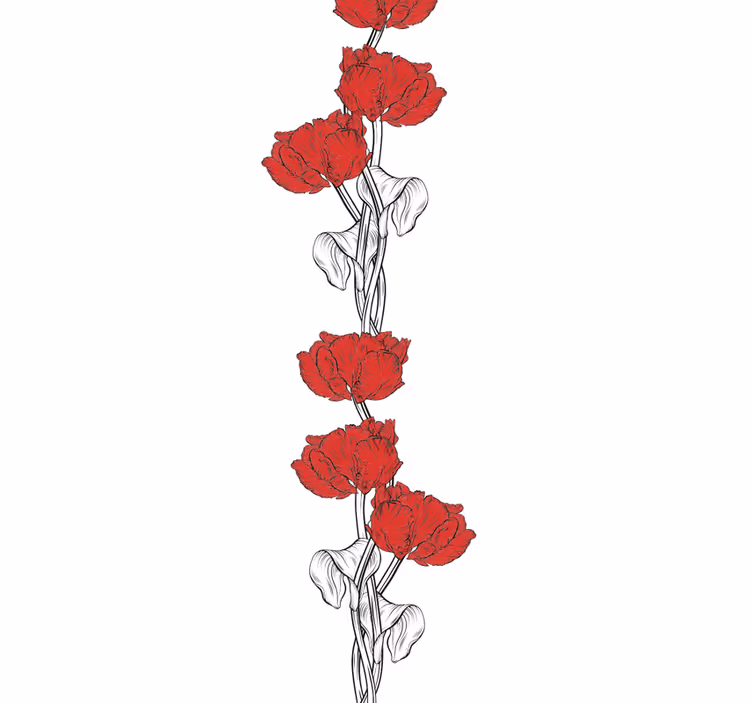 Red Floral Strips flowers wallpaper - TenStickers
