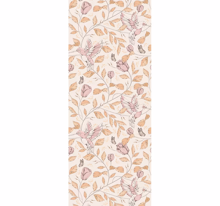 Delicate beige motif flowers wallpaper - TenStickers