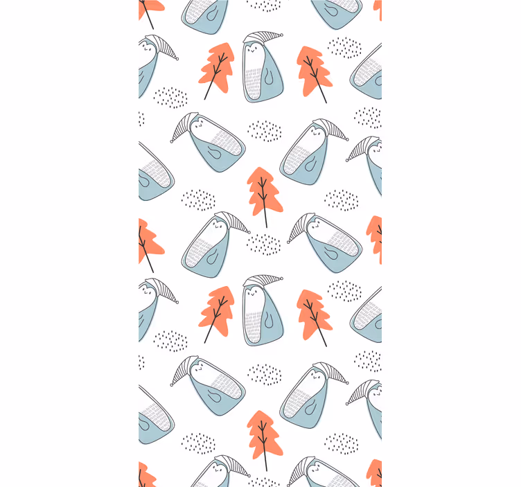 Sleepy Penguins Pattern cute animal wallpaper - TenStickers