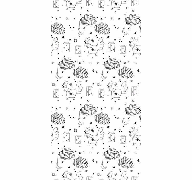 Rooster Cartoon Pattern cute animal wallpaper - TenStickers