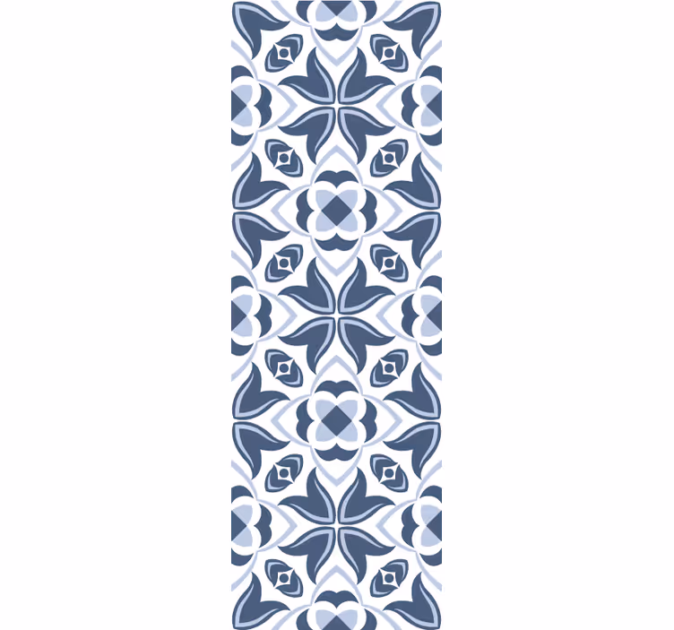 Blue Geometric Flowers tiles wallpaper - TenStickers