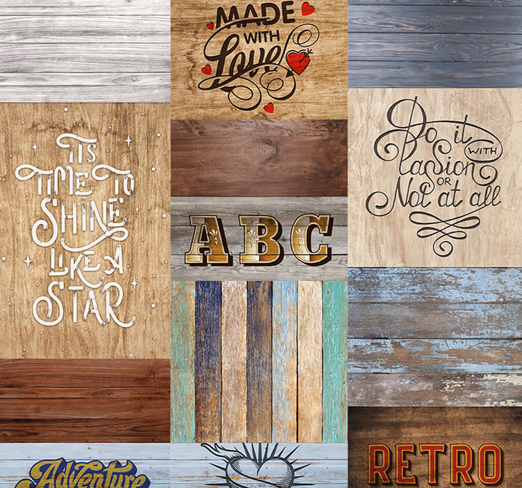 Inspirational Wooden Lettering Style living room wallpaper - TenStickers