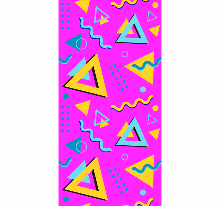 Retro pink pattern wallpaper triangles - TenStickers