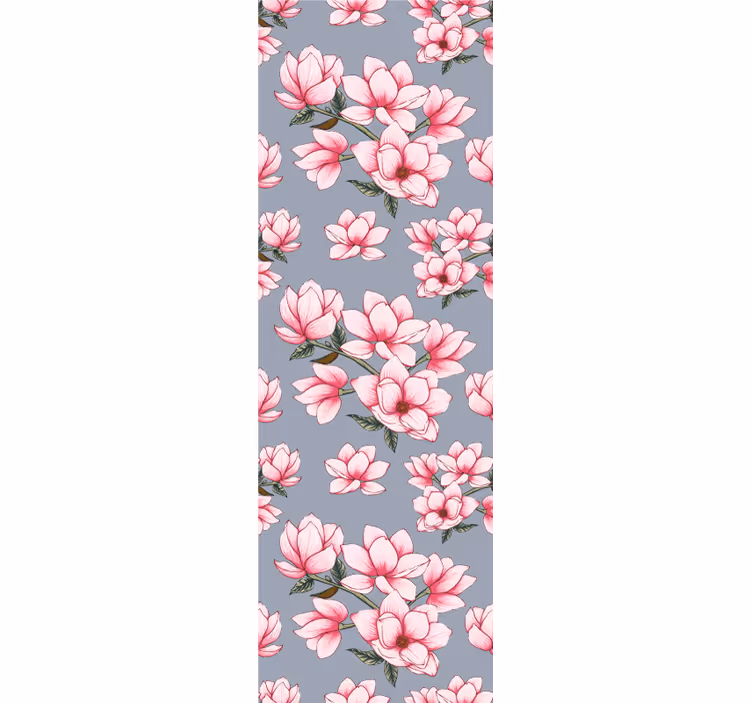 Magnolia pink pattern flowers wallpaper - TenStickers