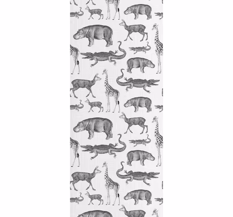 Tropical gray motif cute animal wallpaper - TenStickers