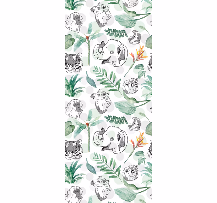 Cute animal wallpaper jungle faces - TenStickers