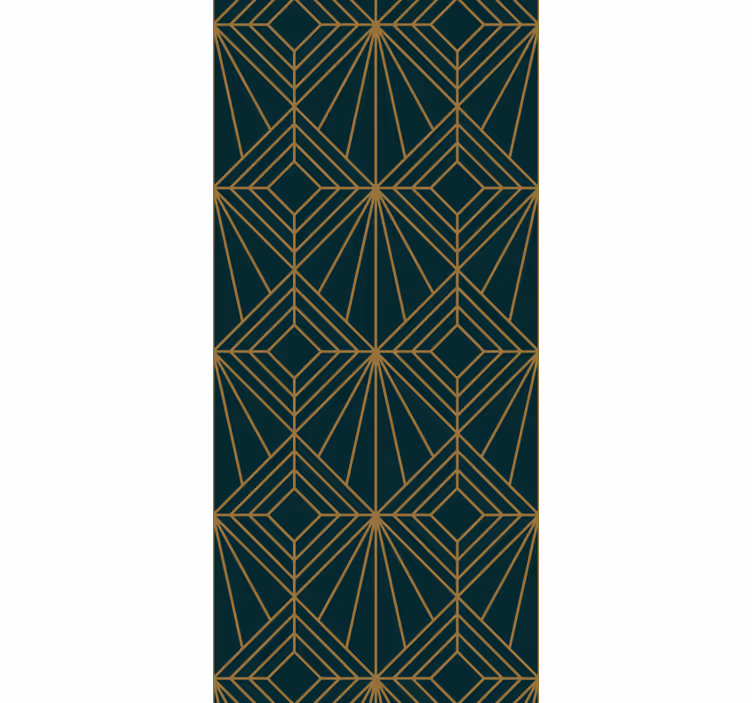 Wallpaper geometric stylish green and golden pattern - TenStickers
