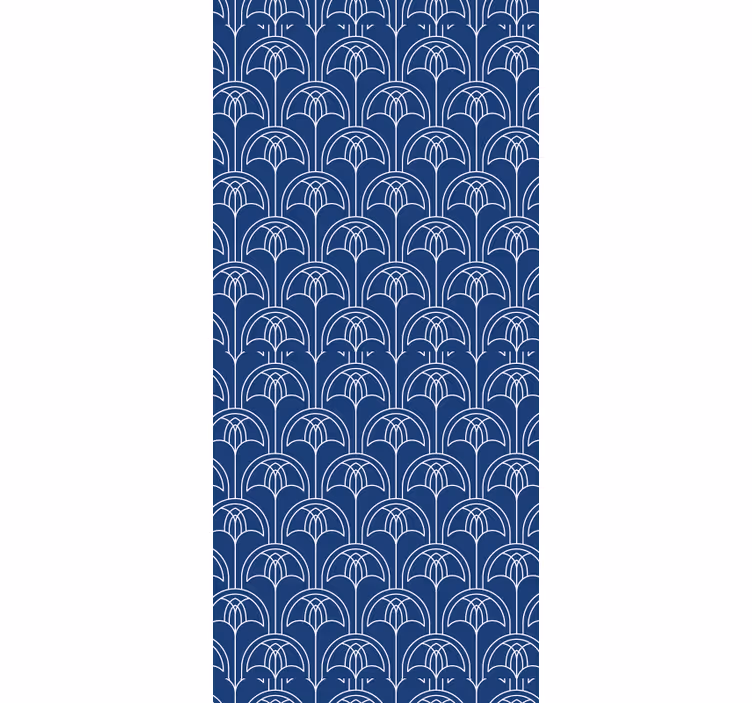 Blue outline pattern wallpaper flowery - TenStickers
