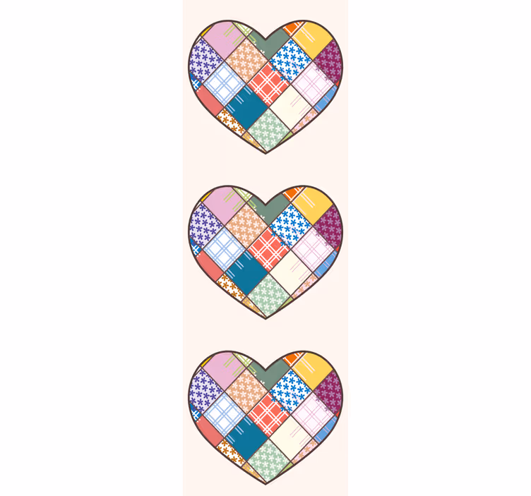 Patchwork Heart Design wallpaper flowery - TenStickers