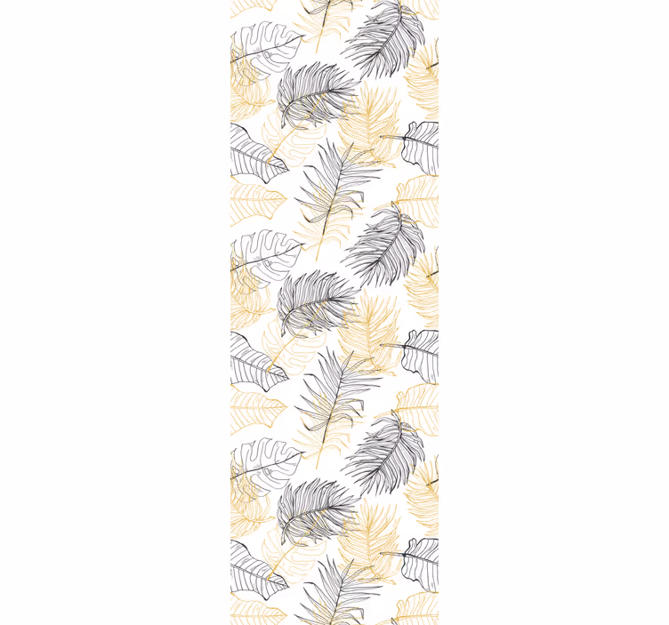 Black and golden tropical pattern leaves wallpaper - TenStickers