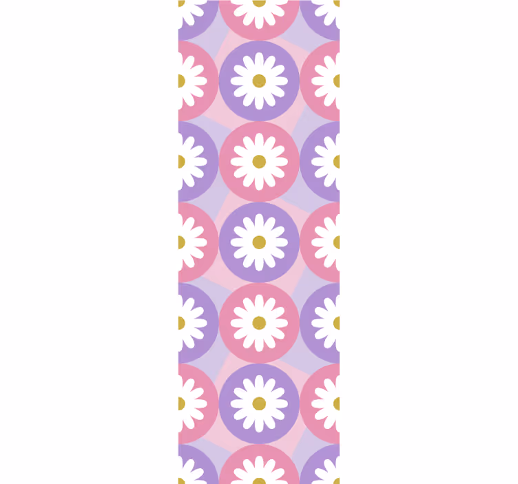 Daisy pink motif wallpaper flowery - TenStickers