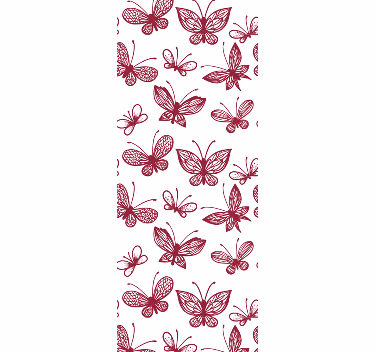 Pink flying pattern butterfly wallpaper - TenStickers