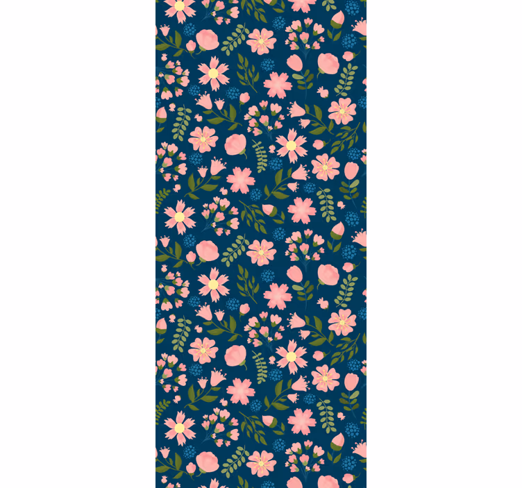 Pink and Blue Pattern flowers wallpaper - TenStickers
