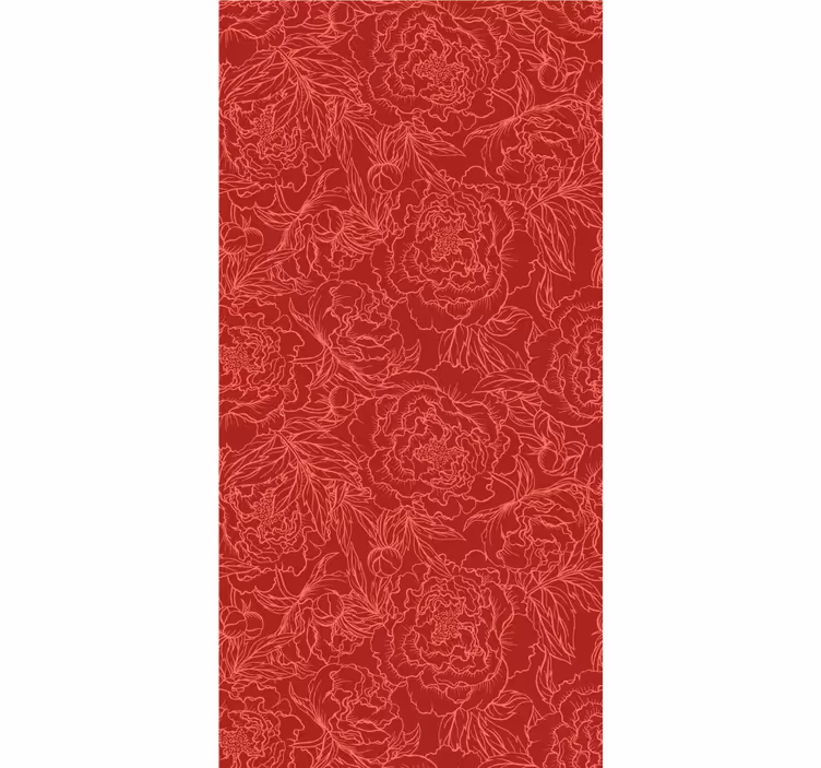 Red Outline Roses Pattern flowers wallpaper - TenStickers