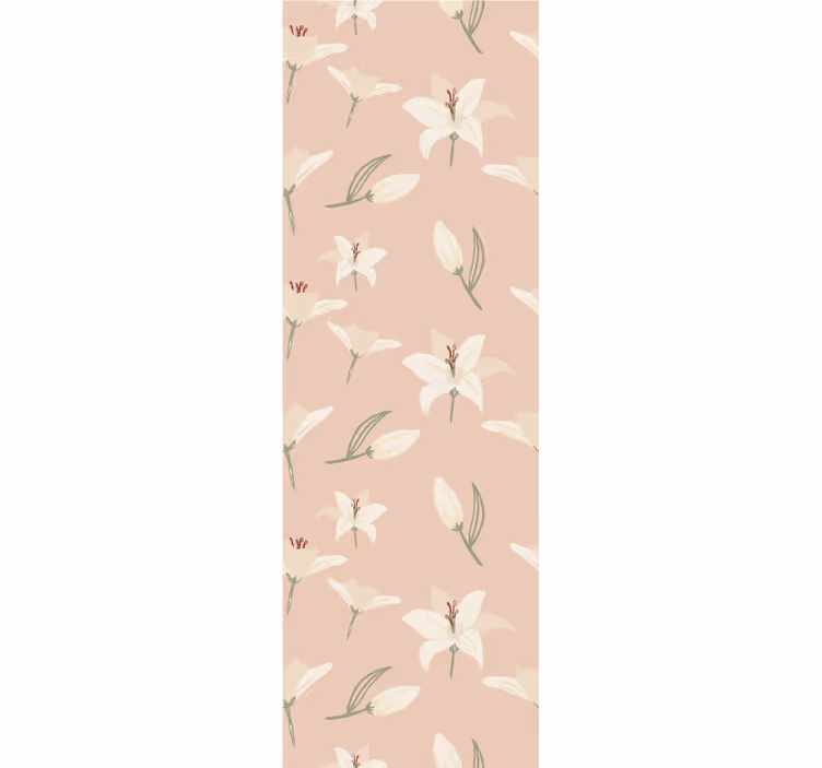 White lily on nude background pattern wallpaper - TenStickers