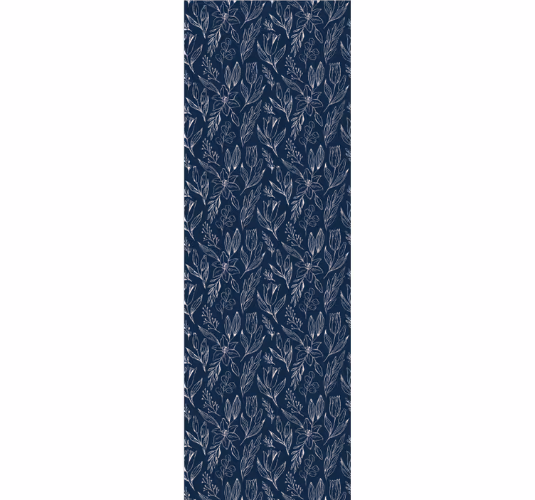 Blue blooming motif flowers wallpaper - TenStickers