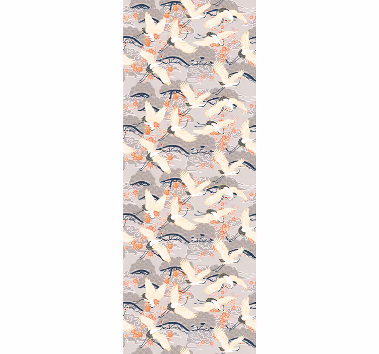 Flying cranes pattern birds wallpaper - TenStickers