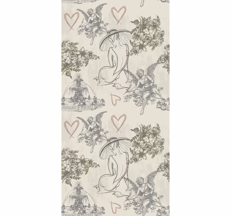Angelic floral motif flowers wallpaper - TenStickers