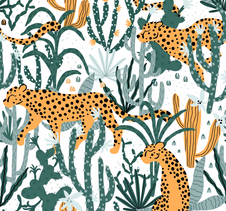 Jungle leopards wall wallpaper - TenStickers