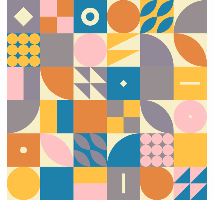 Retro geometric living room wallpaper - TenStickers