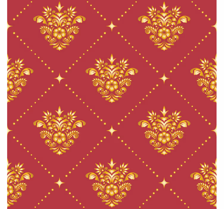 Golden damask pattern Baroque style wallpaper - TenStickers