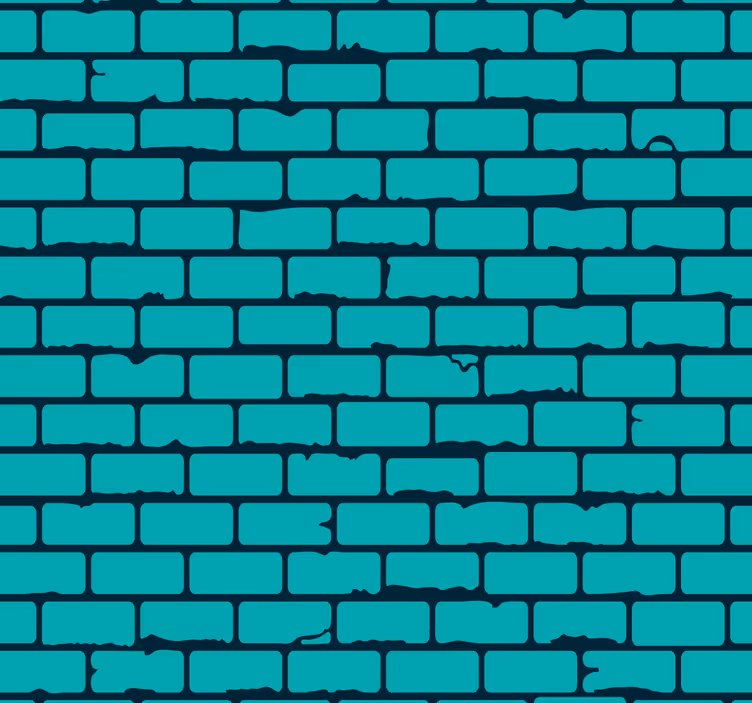 Teal Brick Illusion brickwork wallpaper - TenStickers