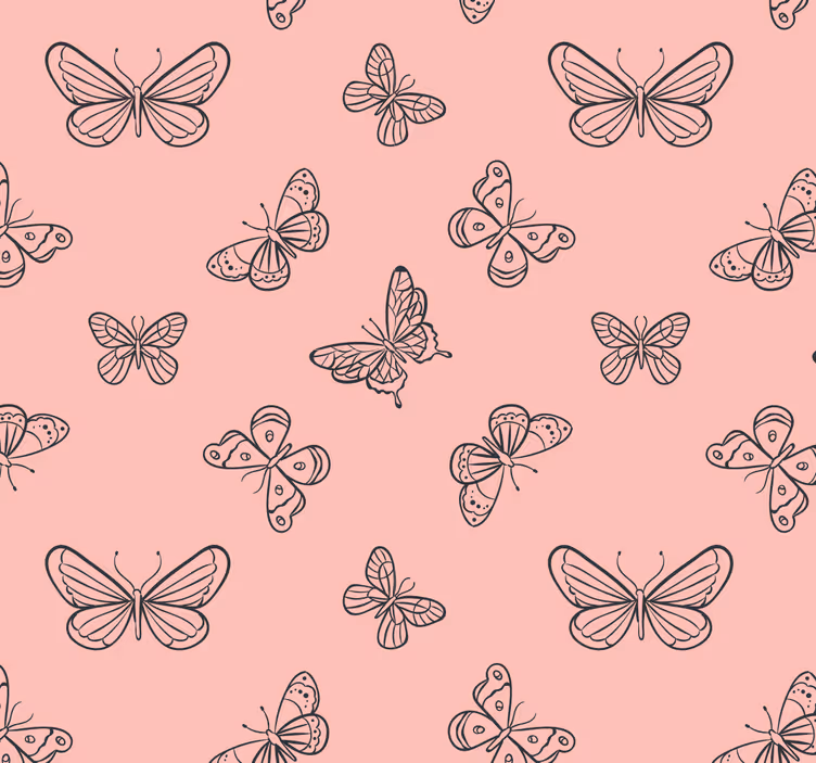 Butterfly Pattern a pink wallpaper - TenStickers