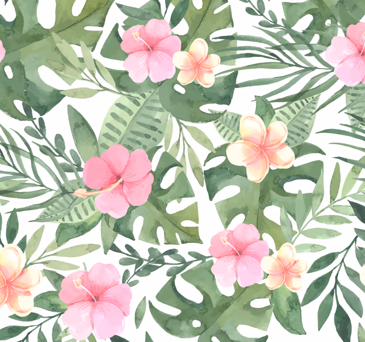 Floral tropical pattern leaves wallpaper - TenStickers