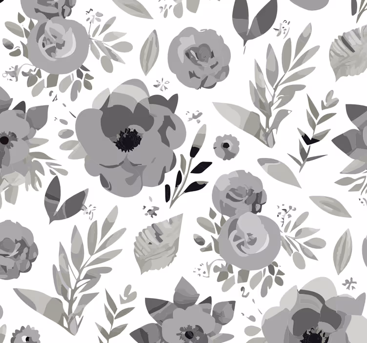 Aquarella flowers grey wallpaper - TenStickers
