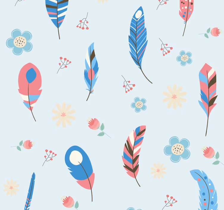 Bohemian Feather Motif teenage bedroom wallpaper - TenStickers