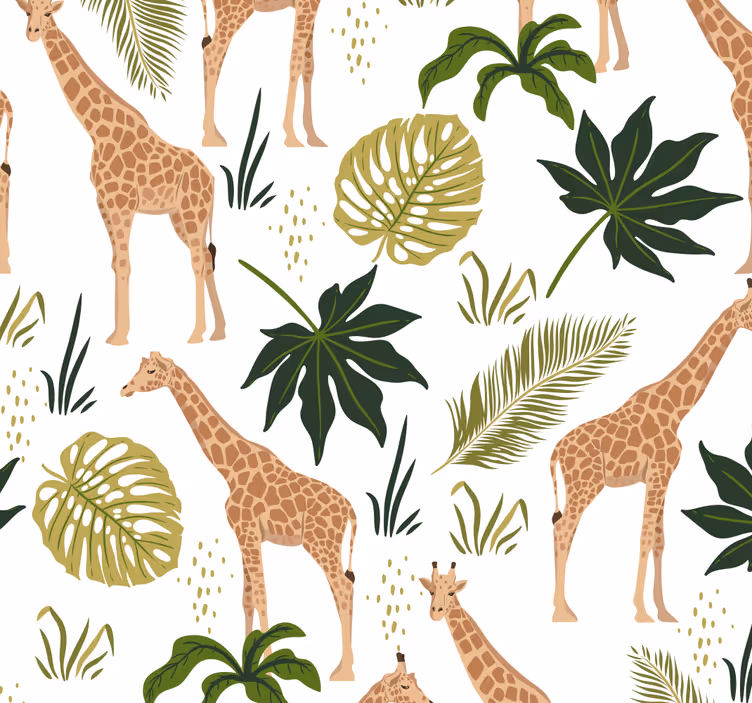 Safari Giraffe Theme cute animal wallpaper - TenStickers