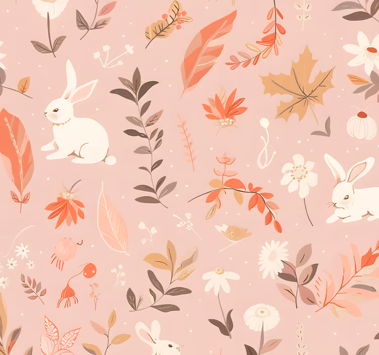Autumn forest design a pink wallpaper - TenStickers