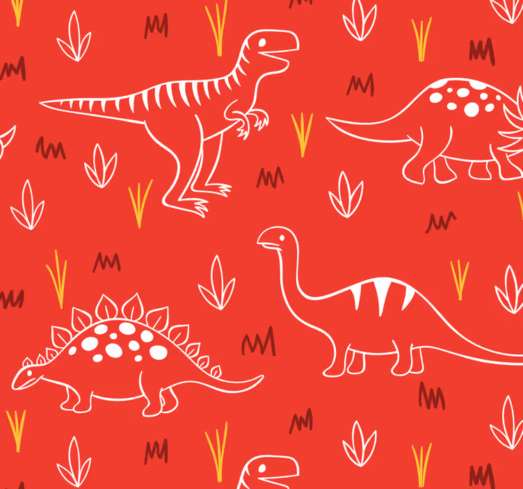 Dinosaur Illustration dino wallpaper - TenStickers