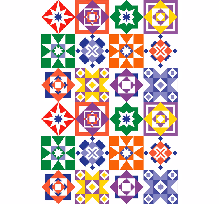 Multicolor design tiles wallpaper - TenStickers