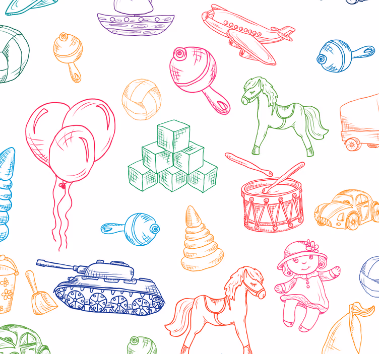 Playful Childhood Motifs wallpaper for the nursery - TenStickers