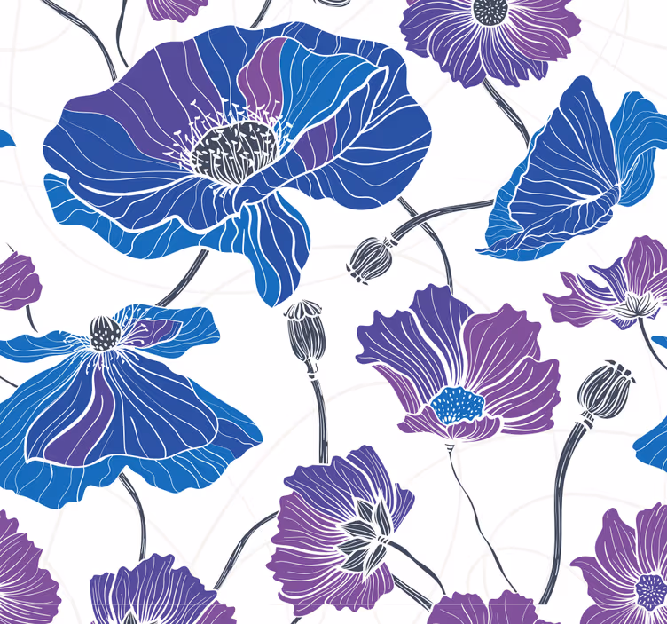 Floral Bloom Scene flowers wallpaper - TenStickers
