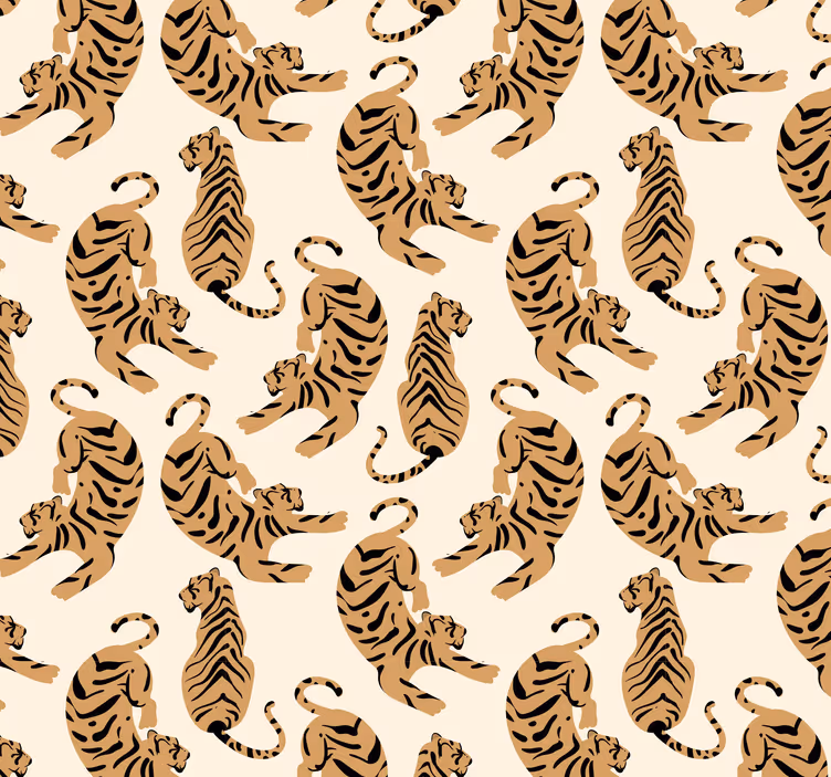Children's tiger drawings animal wallpaper - TenStickers