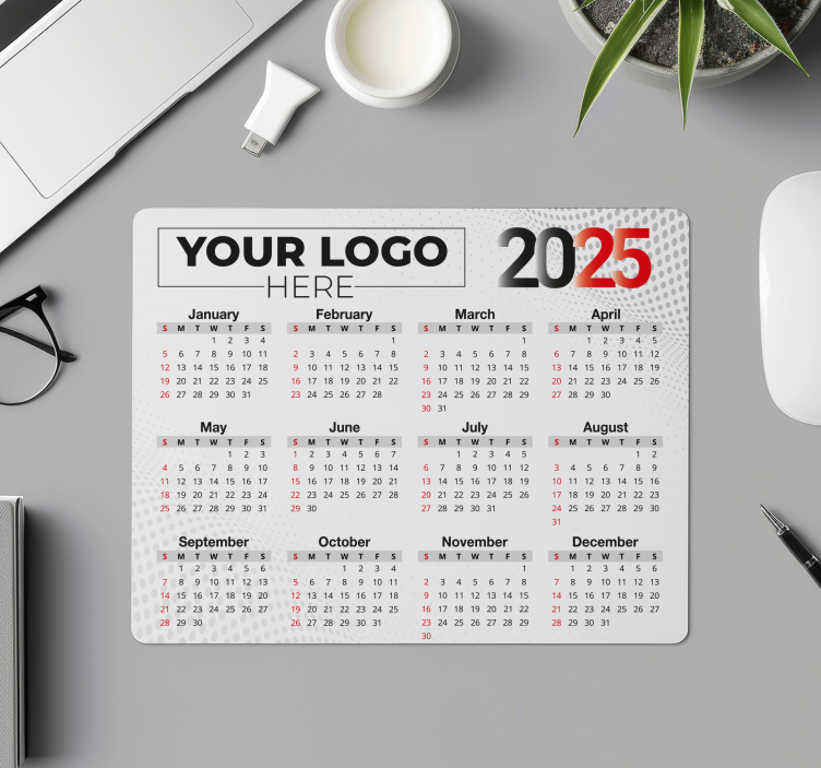 Calendar 2025 with logo personalised mouse mat - TenStickers