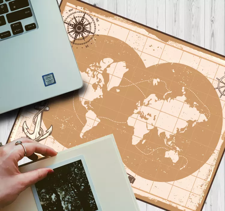 Classy beige worldmap world map mouse pad - TenStickers