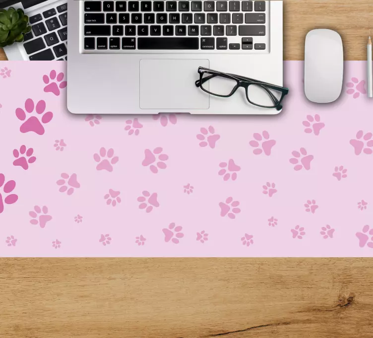 Cute pink paw prints XXL mouse pad - TenStickers