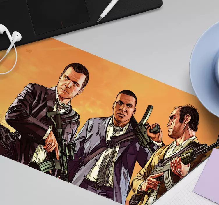 Three Characters Standoff gaming mouse pad - TenStickers