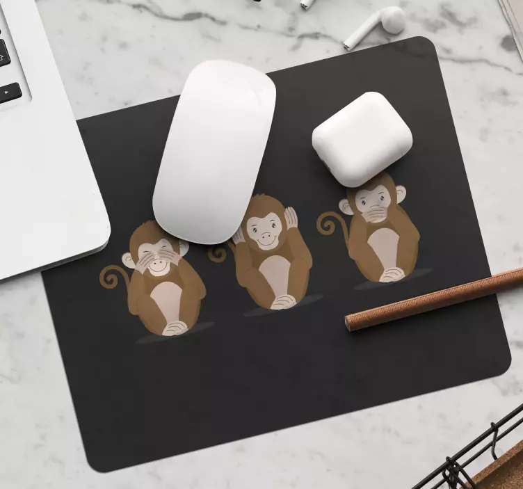 Three Monkeys Emoji original mouse pad - TenStickers