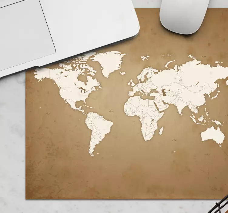 Vintage background world map mouse pad - TenStickers