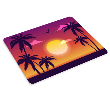 Gaming mouse pad sunset palm silhouette - TenStickers