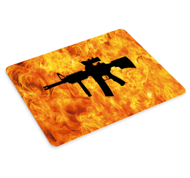 Gaming mouse pad flame silhouette firearm - TenStickers